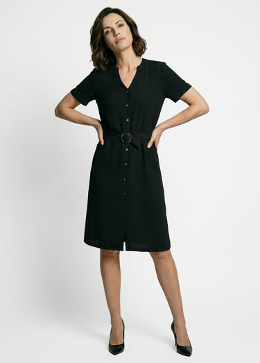 Robe chemisier en crêpe, style ethnique Noir