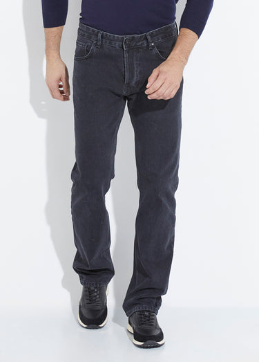 Jean denim 5 poches bas resserré, foncé 1G Noir