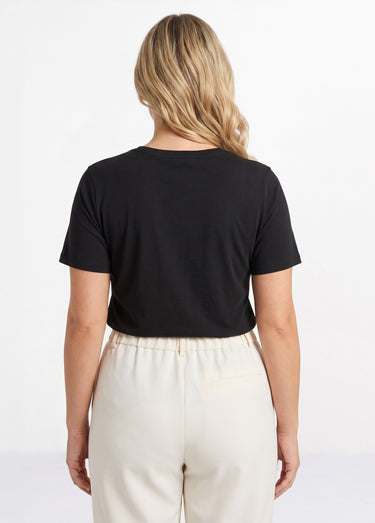 T-shirt strass manches courtes Noir