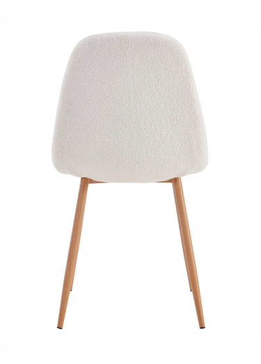 Set 4 Chaises coque bouclette, pieds compas Blanc/Marron