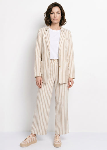 Veste col tailleur, rayures  métallisées Beige/Ecru