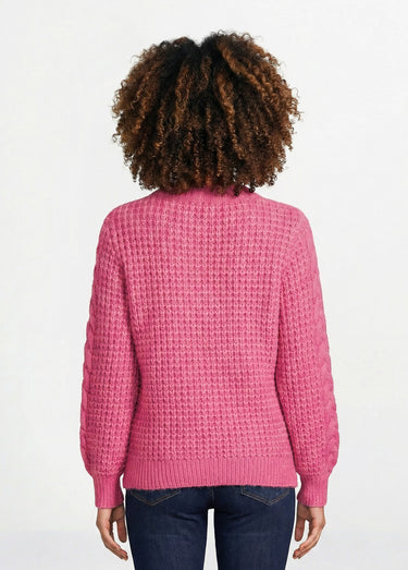 Pull chaud col rond maille moelleuse fantaisie Framboise