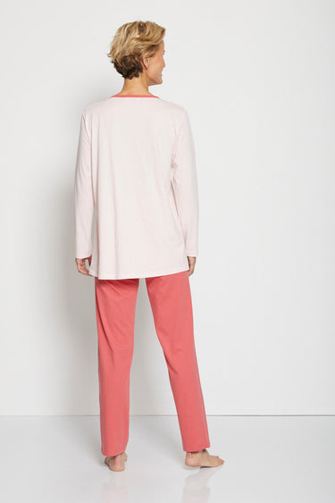 Pyjama imprimé placé en coton Rose