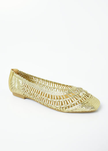 Ballerines plates ajourées aspect naturel Dore