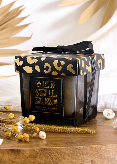 Bougie parfumée verre teinté à message Noir