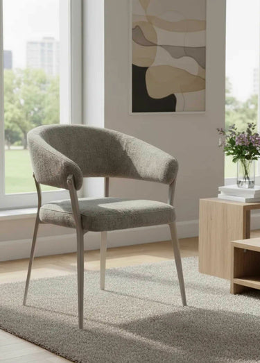 Fauteuils assise tissu maille chenille Taupe