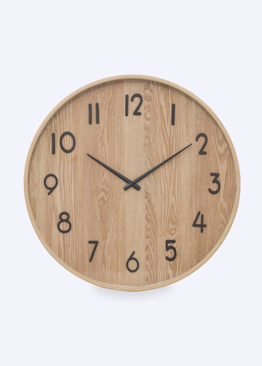 Horloge effet bois avec aiguilles acier Bois