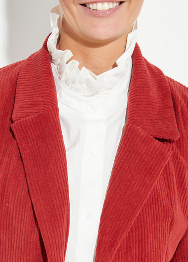Veste velours grosses cotes, col tailleur Brique