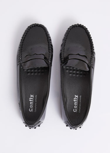Mocassins vernis, semelle antidérapante Vernis Noir