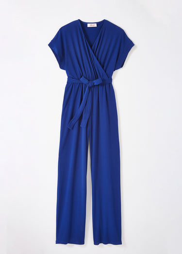 Combinaison pantalon maille extensible Uni Bleu