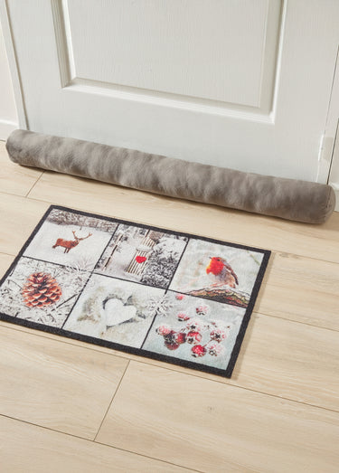 Bas de porte isolant, façon velours Gris