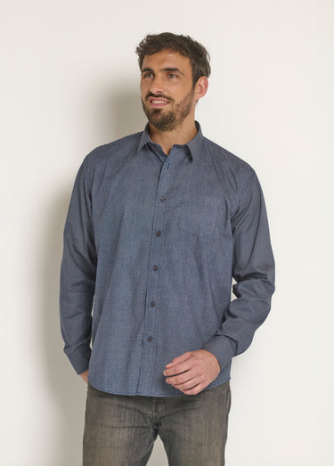 Chemise manches longues à micro motif Marine