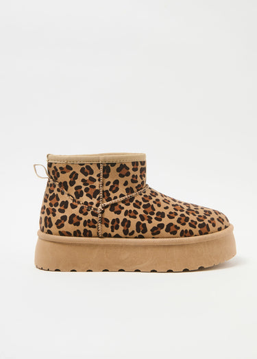Boots fourrées chaudes façon suédine Leopard