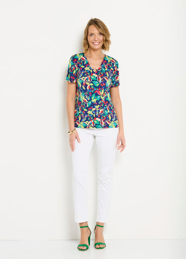 T-shirt manches courtes uni ou imprimé Marine/Vert