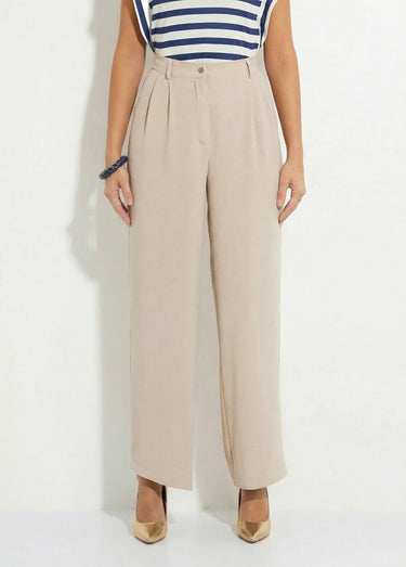 Pantalon large à pinces taille élastiquée Sable