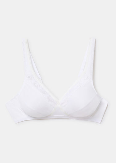 Soutiens-gorge sans armatures coton et dentelle Blanc Lot 2