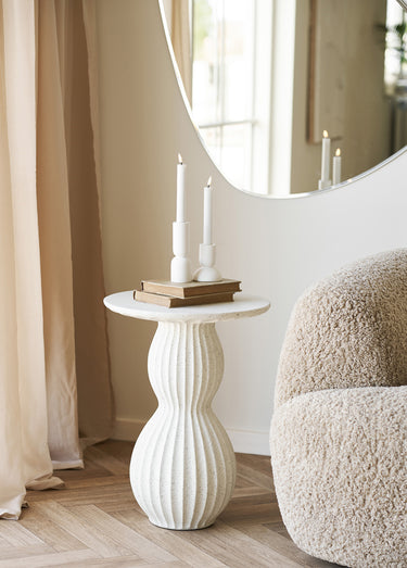 Table d'appoint rainurée, néo baroque Blanc