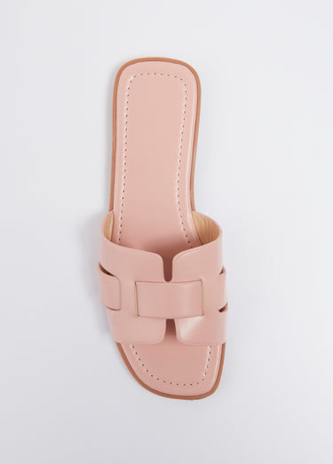 Mules plates chic avec jeu de brides Rose
