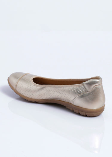 Ballerine cuir imprimé effet tressé largeur confort Dore