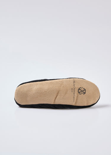 Chaussons façon ballerines en velours Noir