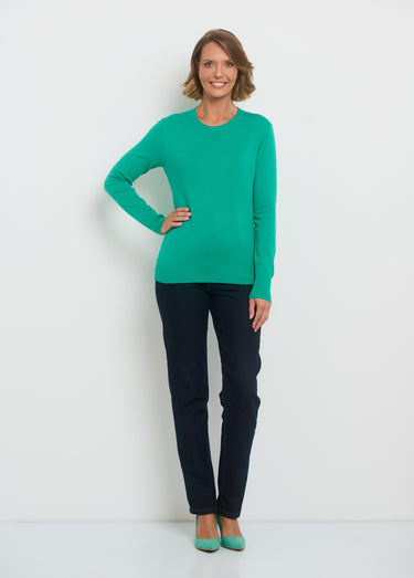Pull manches longues maille fine jauge Vert