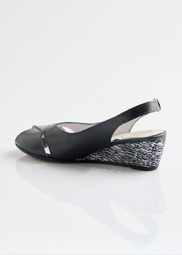 Sandales bout ouvert largeur confort cuir Marine