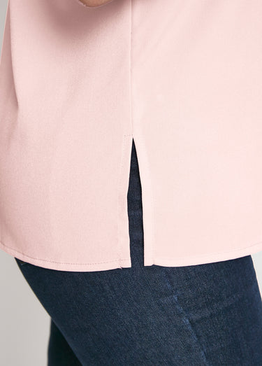 Top long manches courtes broderies col rond Rose The