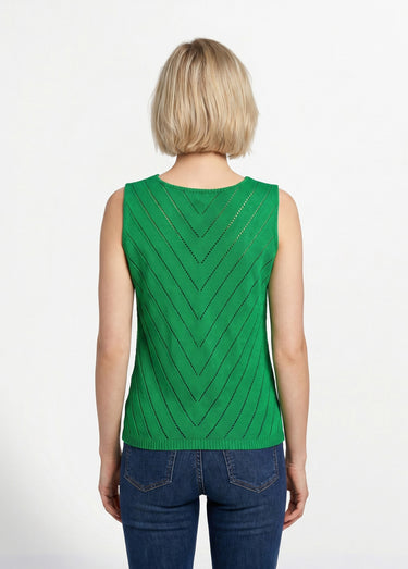 Pull débardeur fin ajouré coton Vert