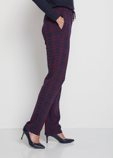 Pantalon droit maille unie ou jacquard Carreaux