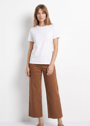 T-shirt pur coton col rond, essentiel Blanc