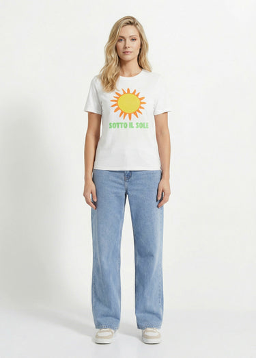 T-shirt coton avec message Sotto il Sole Blanc