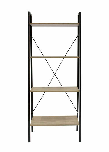 Etagère design large métal foncé et bois Beige/Noir