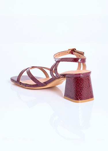 Sandales vernies à talon motif reptile Vernis Bordeaux