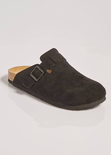 Mules en suédine avec boucle métal Noir