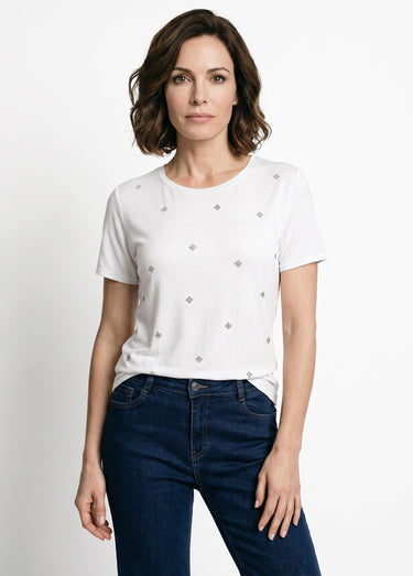 T-shirt strass manches courtes Blanc