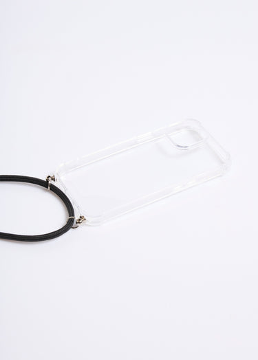 Coque silicone et cordon pour iPhone 13 ou 14 Transparent/Noir