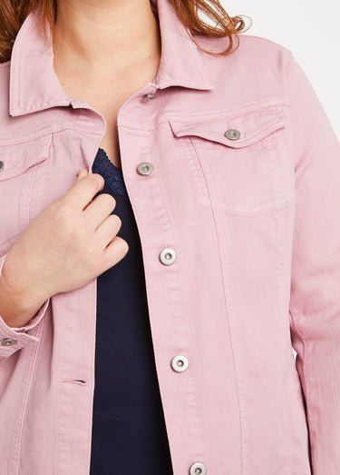 Veste en jean coupe droite stretch Rose