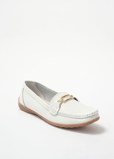 Mocassins détail métal semelle antidérapante Blanc