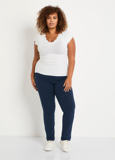 Legging coton stretch taille élastiquée Marine