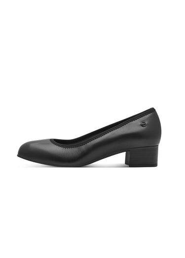 Escarpins cuir bout rond contour élastiqué Noir