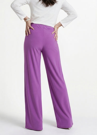Pantalon fluide taille élastiquée maille Uni Violet