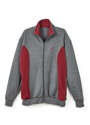 Veste de détente zippée molleton coton bicolore Anthracite/Bordeaux