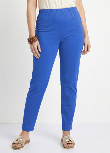 Legging coton stretch taille élastiquée Bleu