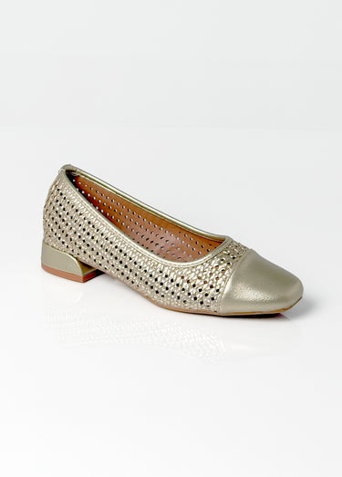 Ballerines métallisées, aspect tressé Dore
