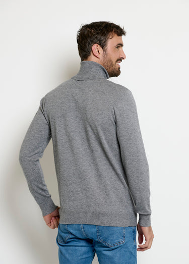 Pull col roulé chiné fine jauge Gris