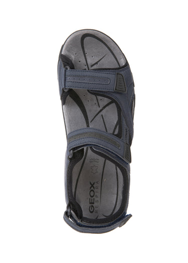 Sandales sportwear perforées à scratchs Marine/Gris Fonce