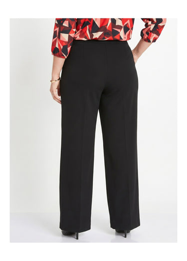 Pantalon fluide large maille stretch unie Noir