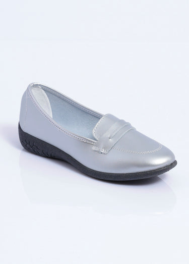 Mocassins compensés souples cuir irrisé Argent
