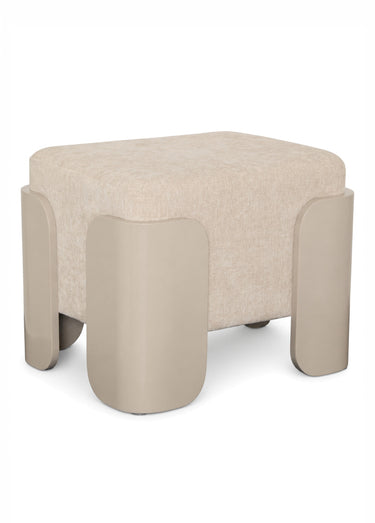 Pouf design en chenille avec pieds MIZAR Ivoire