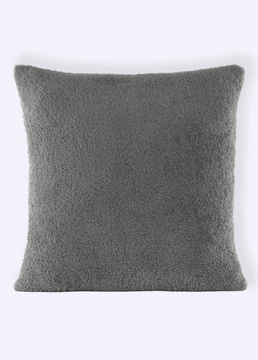 Coussin déco en coral fleece doux Gris